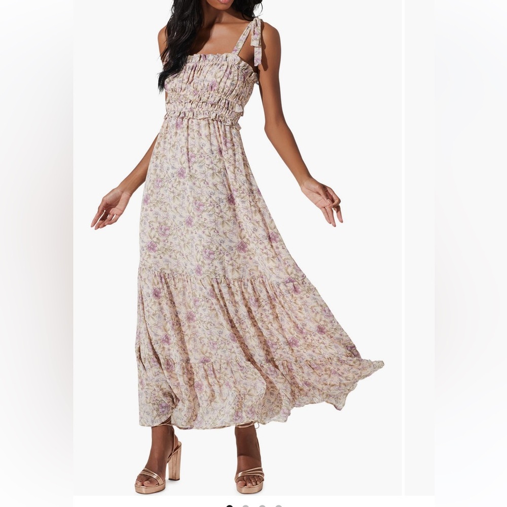 NWT ASTR Floral Maxi Dress in Cream and Purple